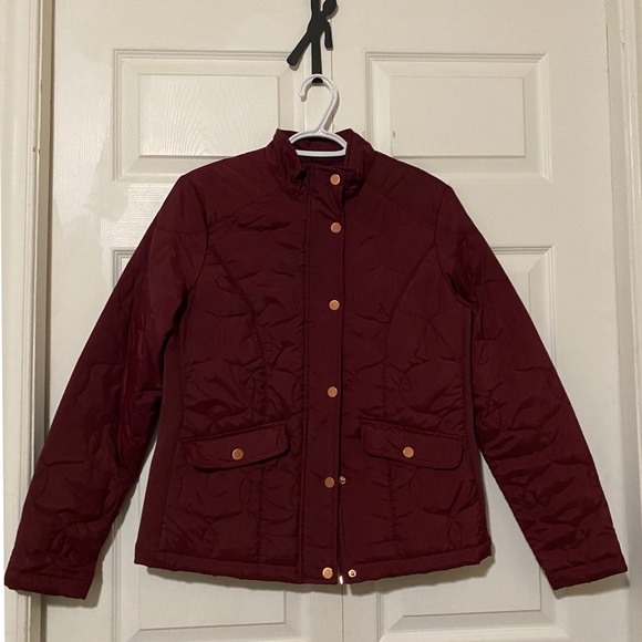 💕SOLD💕 A NEW DAY Quilted Jacket Burgundy - Picture 2 of 5